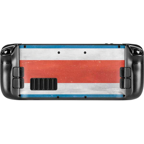 Costa Rican Flag Distressed Steam Deck Handheld Gaming Computer OLED Skin